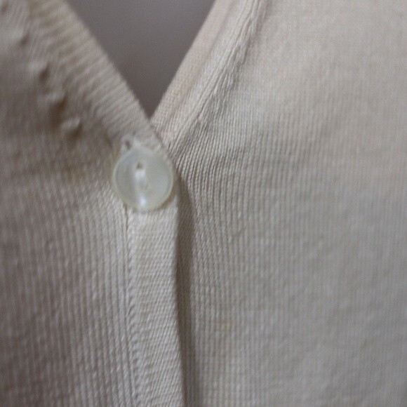 Mark Shale Cream Silk-Linen Cardigan Set ML Feminine Delicate 2-Piece - Picture 7 of 13